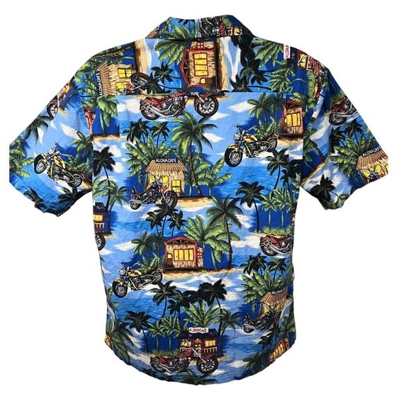 Aloha Republic Vintage Hawaiian Tiki Button Shirt Large Pocket All Over Print - Picture 2 of 9